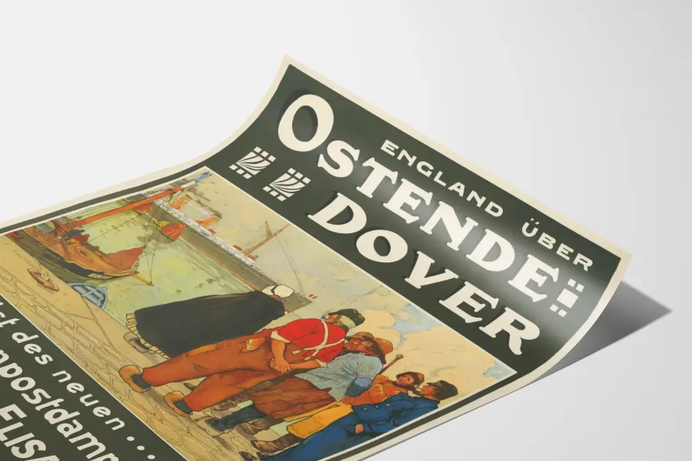 Plakat vintage promu ferry Ostende-Dover Prinzesa Elżbieta