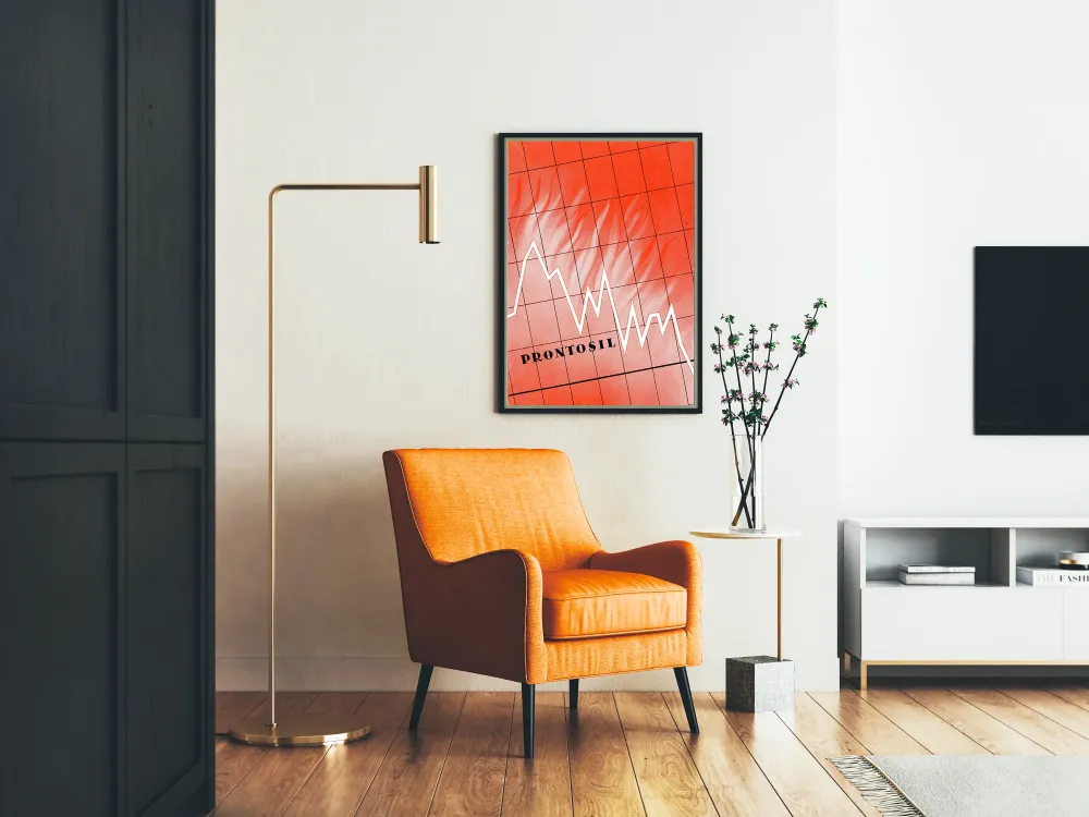 Plakat vintage Prontosil w czerwonym stylu graficznym
