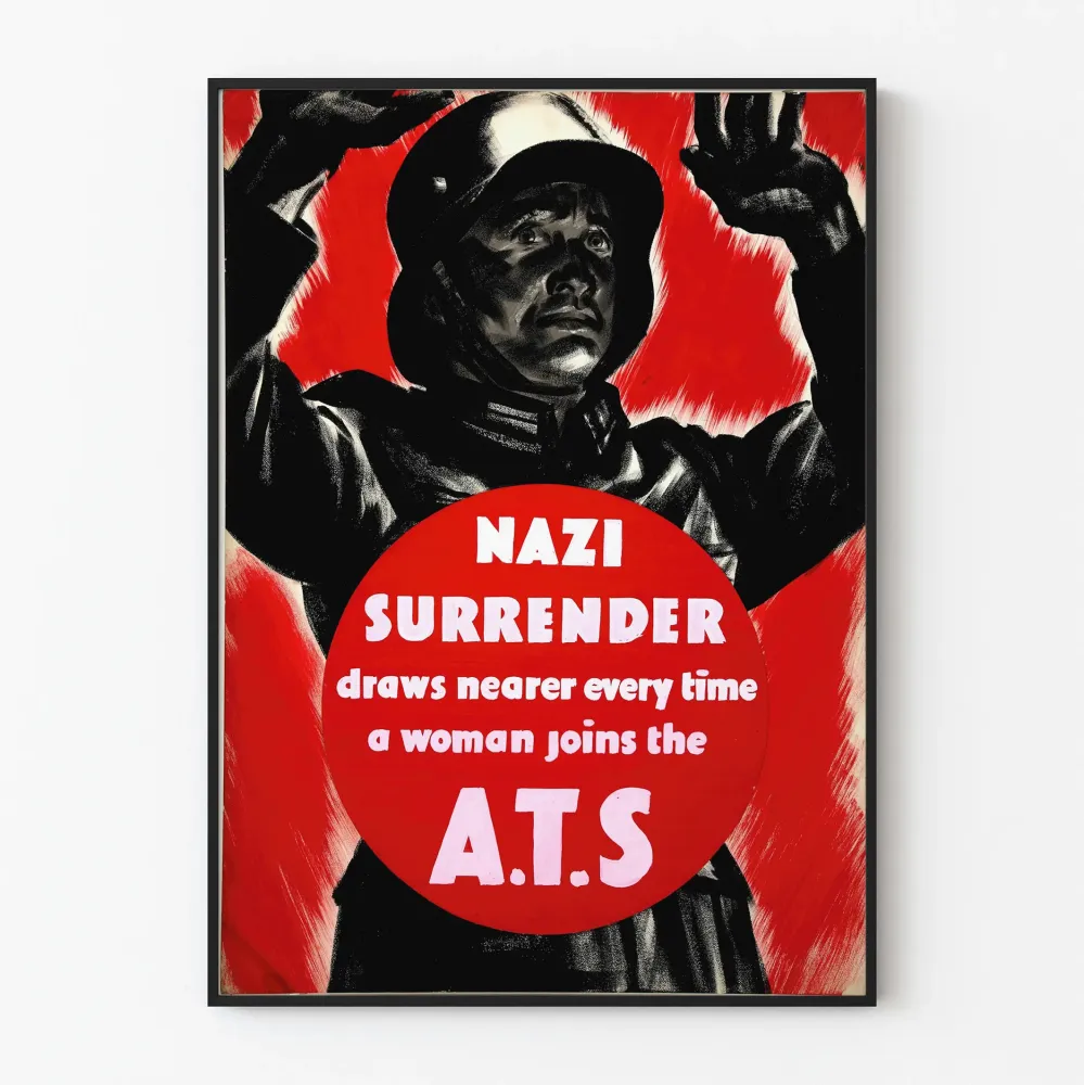 Plakat vintage propagandowy wojenny - Poddanie się nazistom ATS