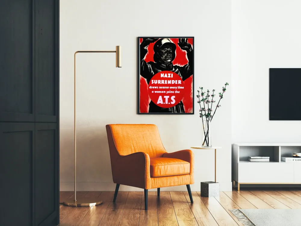 Plakat vintage propagandowy wojenny - Poddanie się nazistom ATS