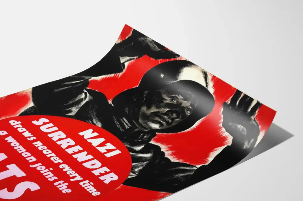 Plakat vintage propagandowy wojenny - Poddanie się nazistom ATS