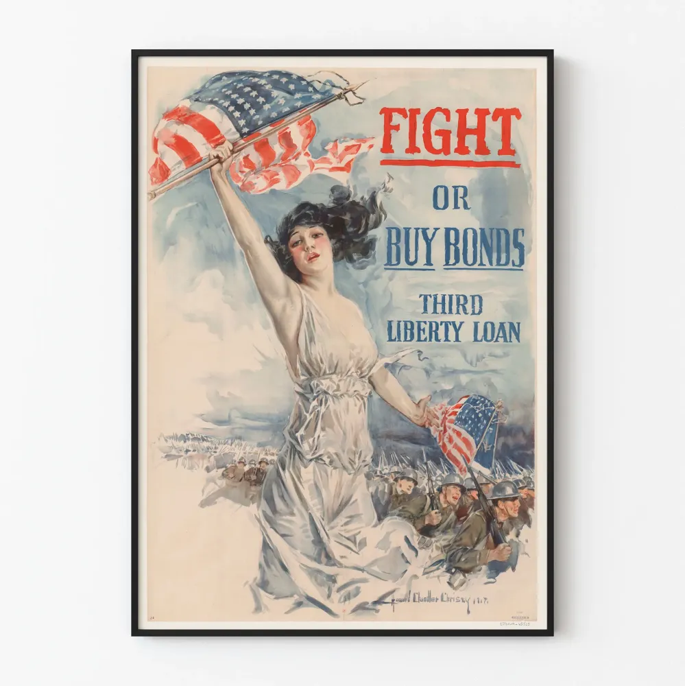 Plakat vintage propagandy amerykańskiej Pożyczka Trzeciej Wolności
