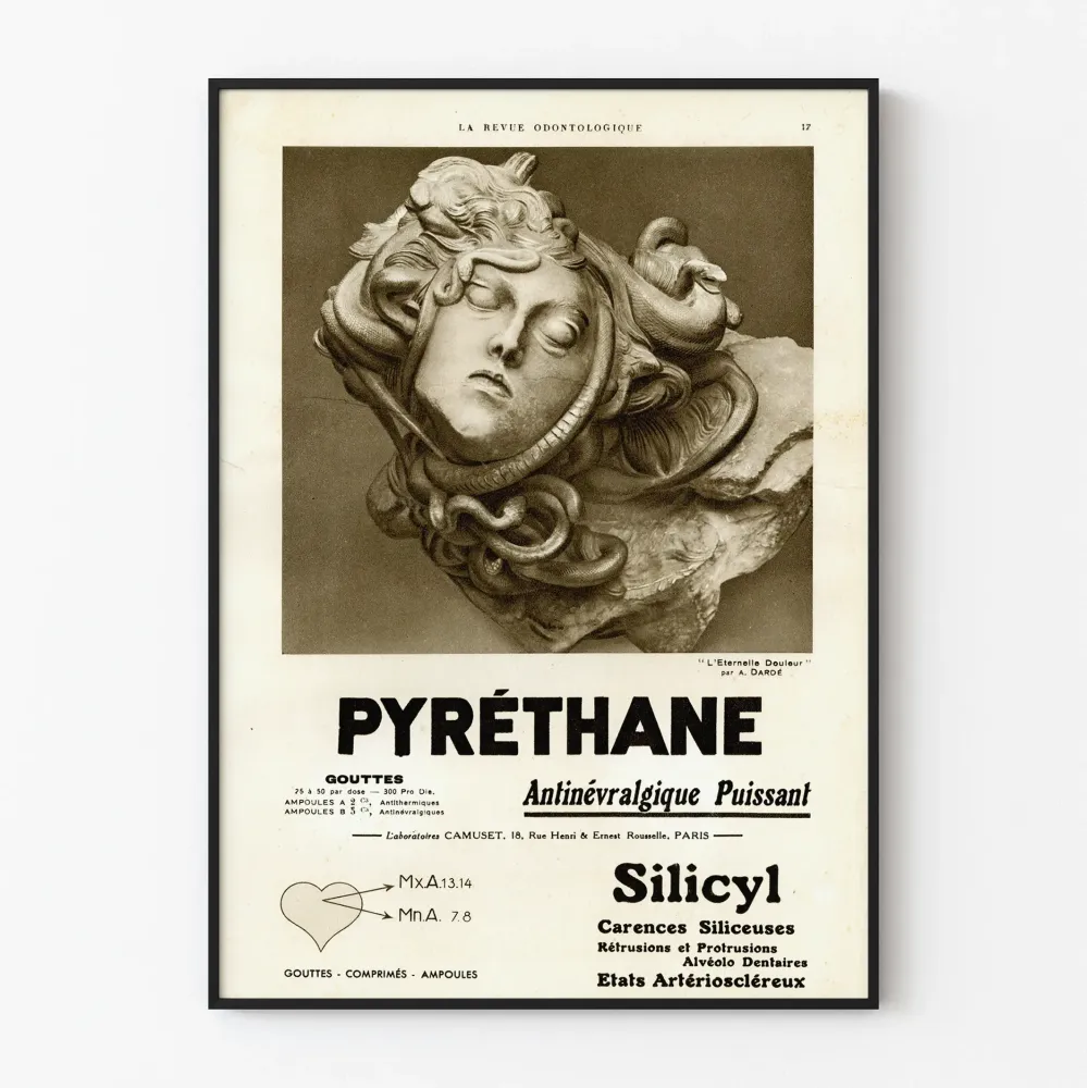 Plakat vintage Pyréthane przeciwbólowy silny