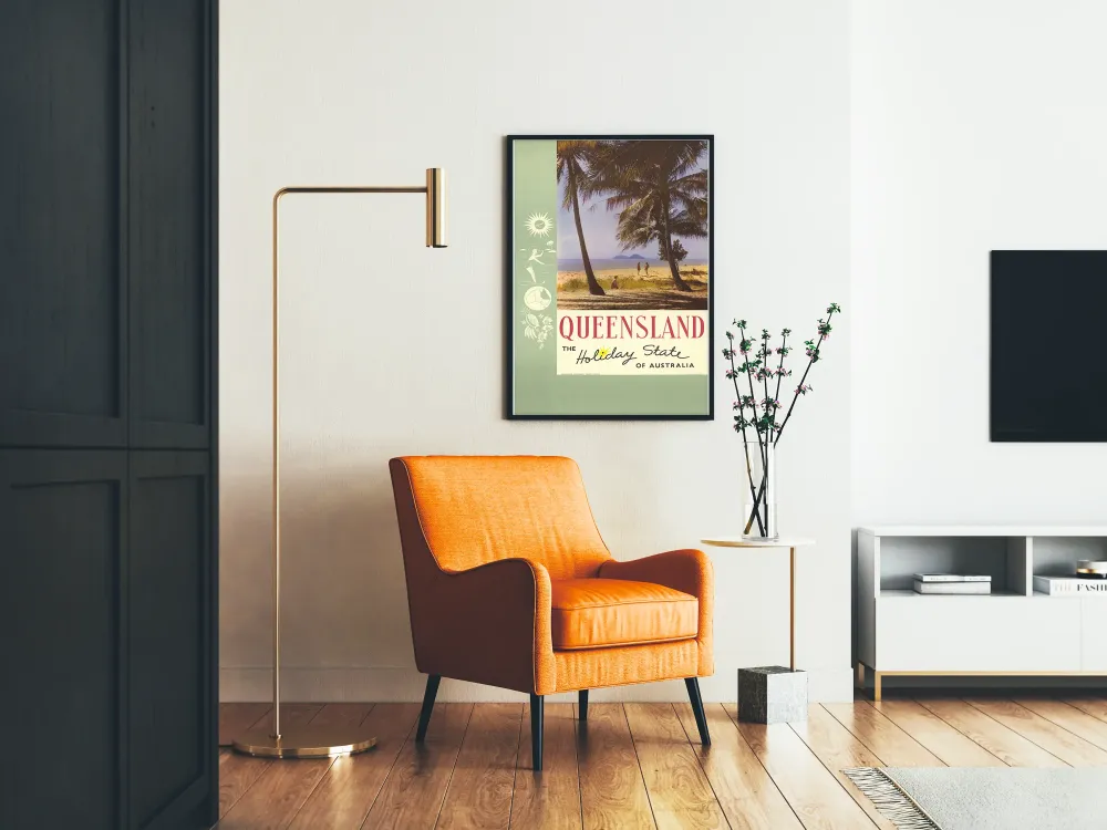 Plakat Vintage Queensland, cel wakacyjny w Australii