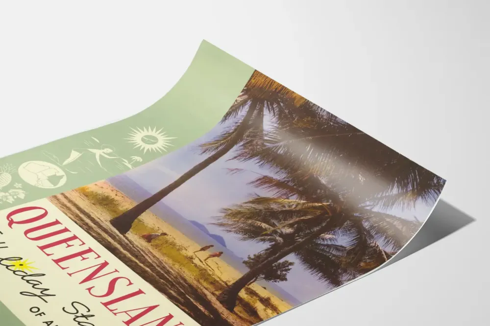 Plakat Vintage Queensland, cel wakacyjny w Australii