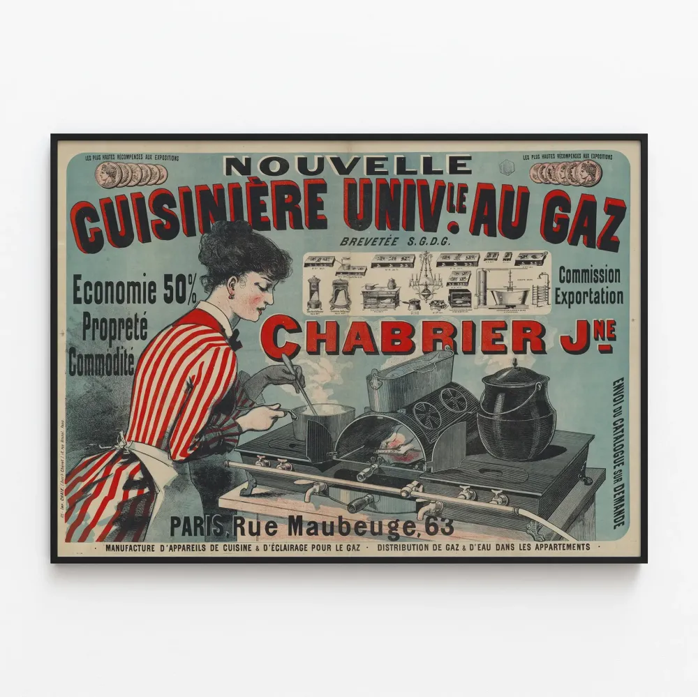 Plakat vintage reklama na kuchenkę gazową uniwersalną Chabrier Młody