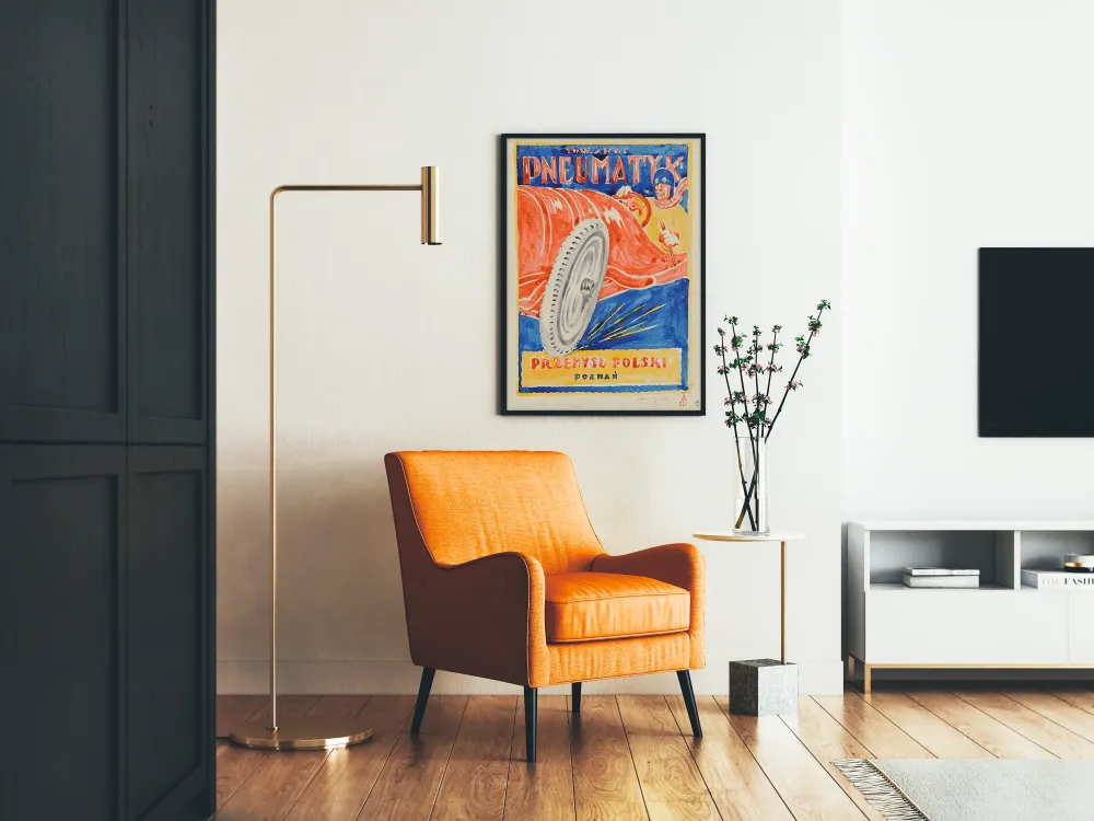Plakat vintage reklama opon przemysłowych polskich