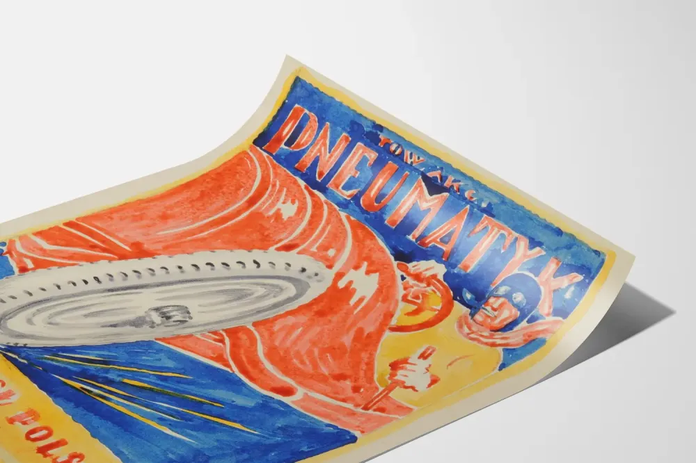 Plakat vintage reklama opon przemysłowych polskich