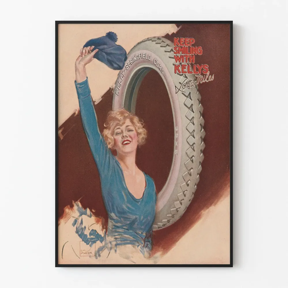 Plakat vintage reklamowy Kelly Springfield - Utrzymuj Uśmiech z Kellys