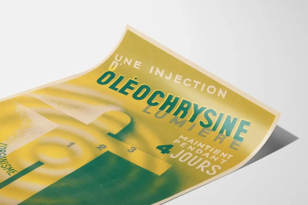 Plakat vintage reklamowy Oléochryzyna blask światł