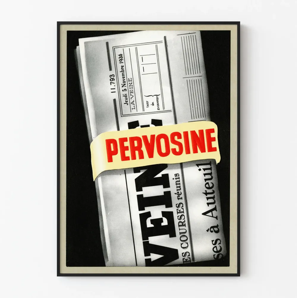 Plakat vintage reklamowy Pervosine zginany gazetowy