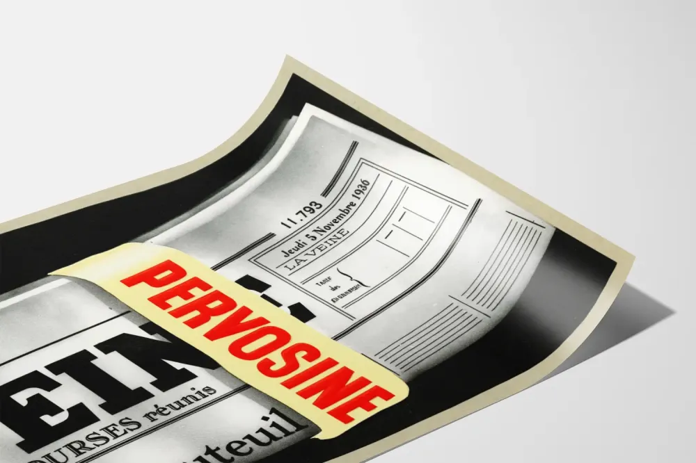 Plakat vintage reklamowy Pervosine zginany gazetowy