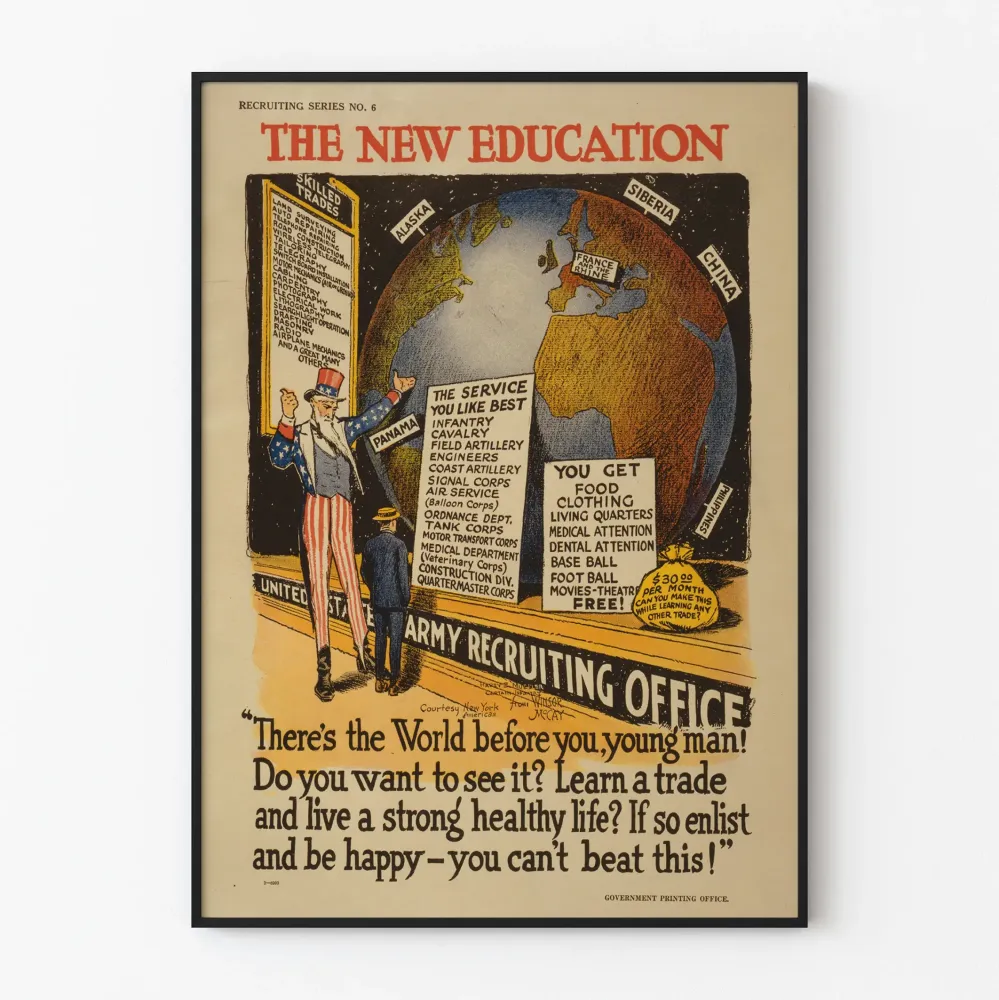 Plakat Vintage Rekrutacja Armii amerykańskiej New Education