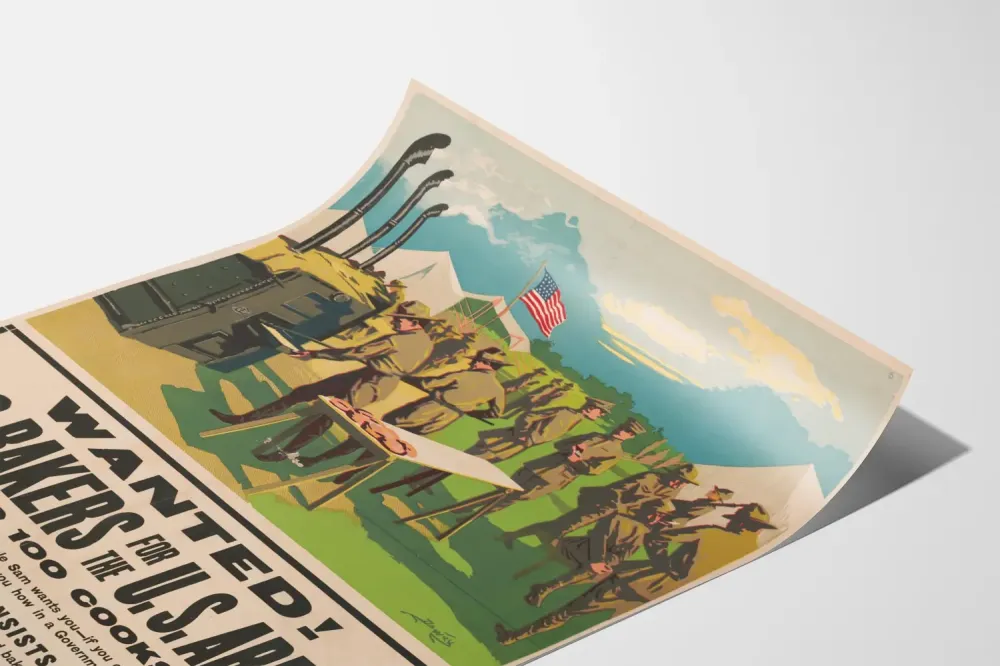 Plakat vintage rekrutacyjny piekarzy dla armii amerykańskiej