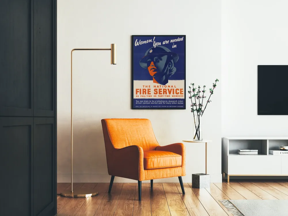 Plakat vintage rekrutacyjny Służ Narodowej Straży Pożarnej
