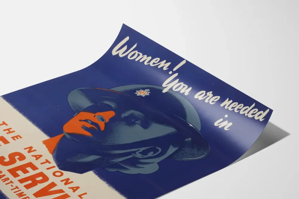 Plakat vintage rekrutacyjny Służ Narodowej Straży Pożarnej