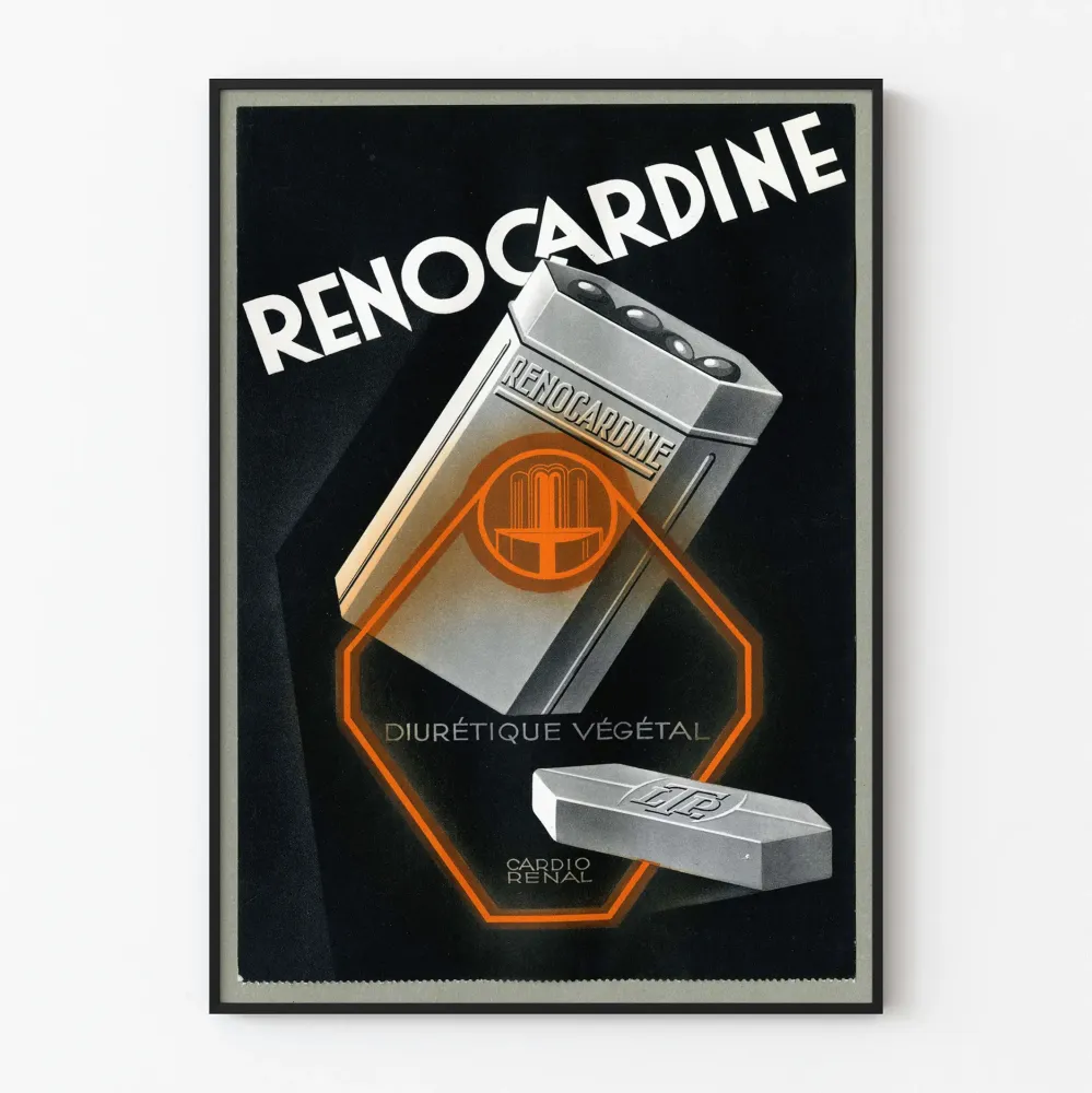 Plakat vintage Renocardine diuretyk roślinny
