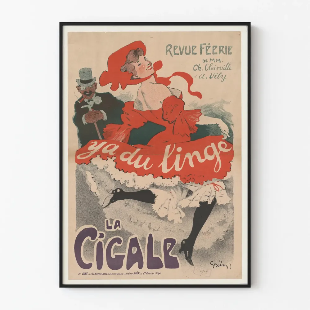 Plakat vintage Revue Féerie La Cigale Y' du linge