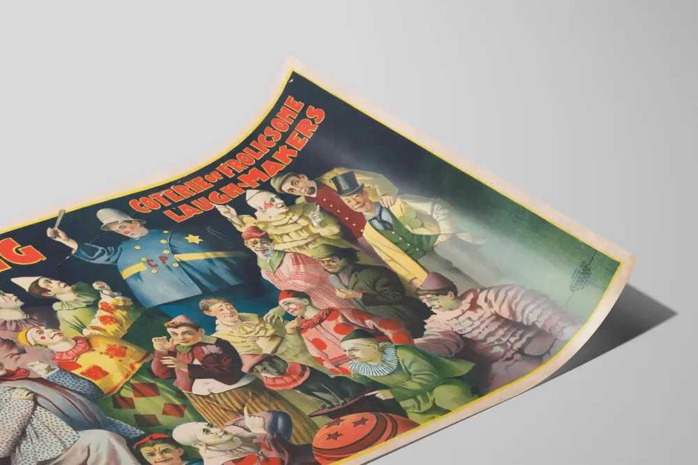 Plakat vintage Ringling Bros Coterie Frolicsome Laugh Makers