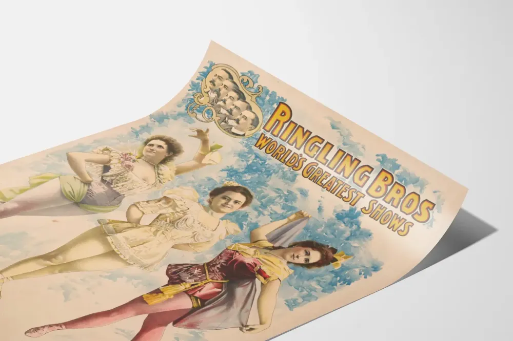 Plakat vintage Ringling Bros - Gwiazdy kobiecej akrobacji powietrznej