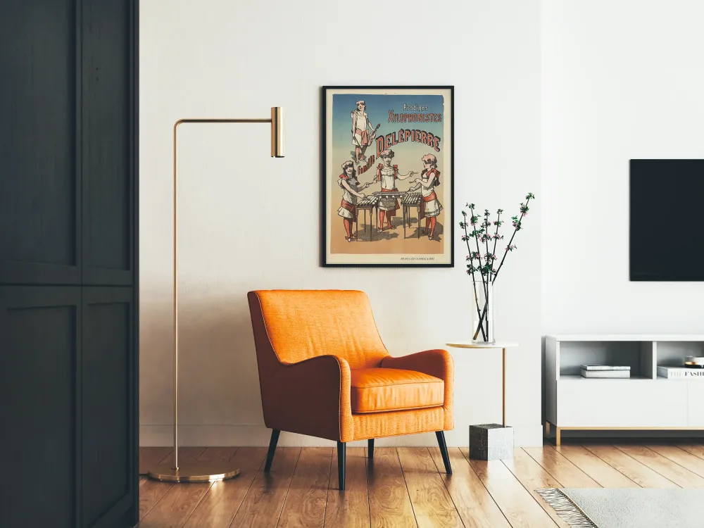 Plakat vintage rodziny Delépierre z muzykami na ksylofon