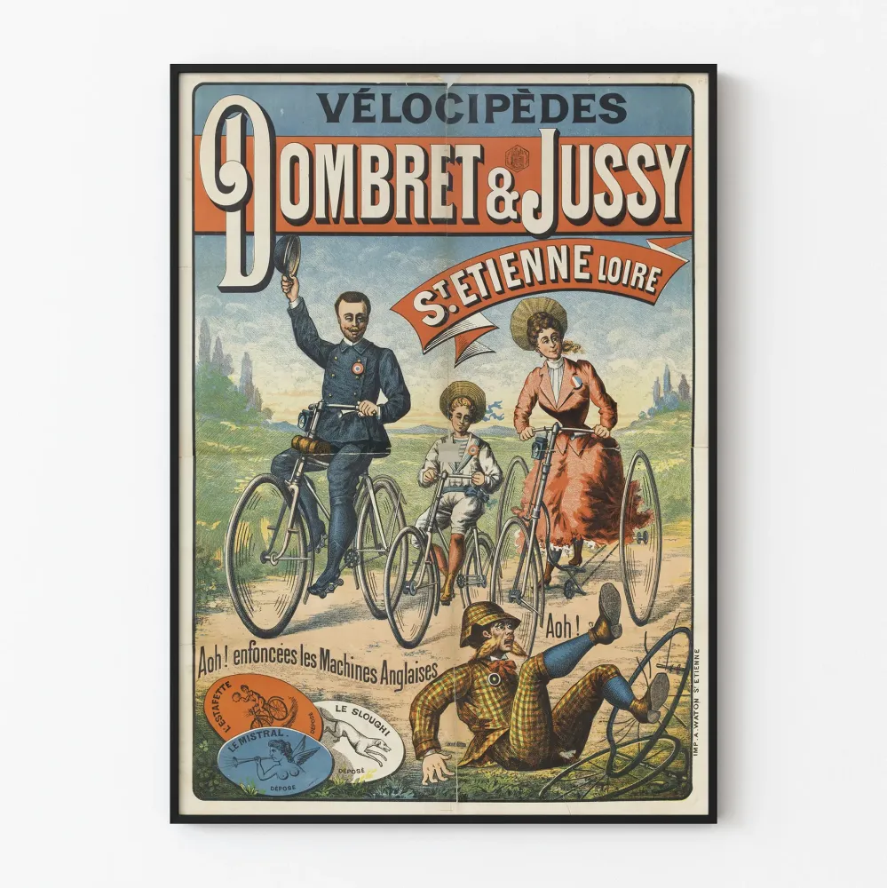 Plakat vintage rowerów Dombret & Jussy Saint-Étienne Loara