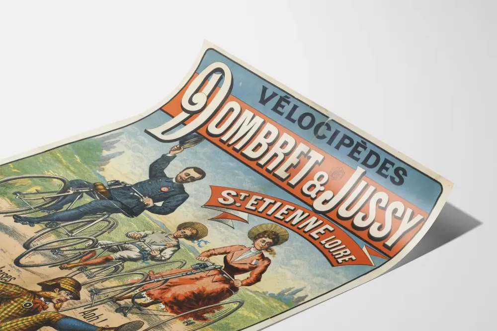 Plakat vintage rowerów Dombret & Jussy Saint-Étienne Loara