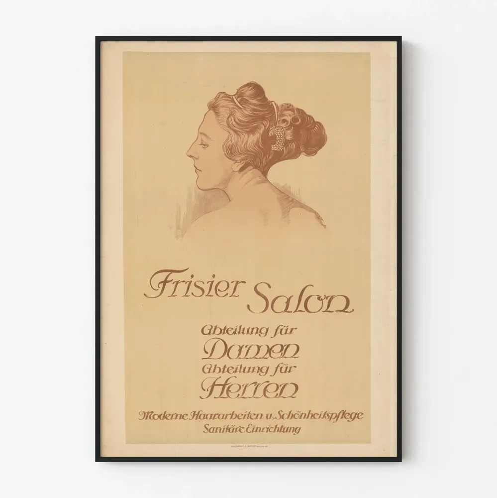 Plakat vintage salon fryzjerski dla pań i panów