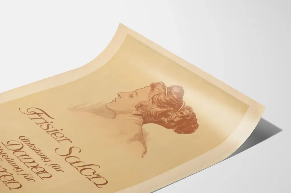 Plakat vintage salon fryzjerski dla pań i panów