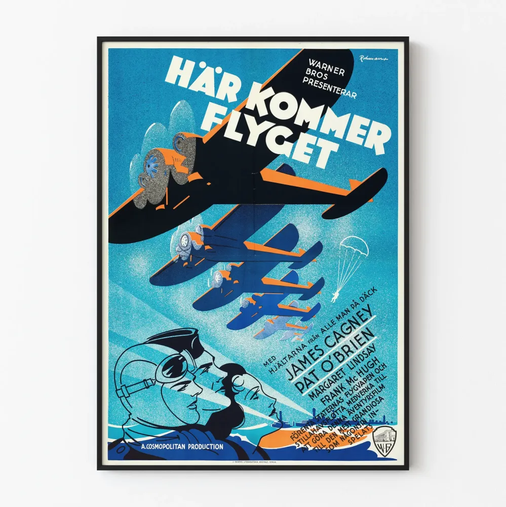 Plakat vintage samolot i aviatrice