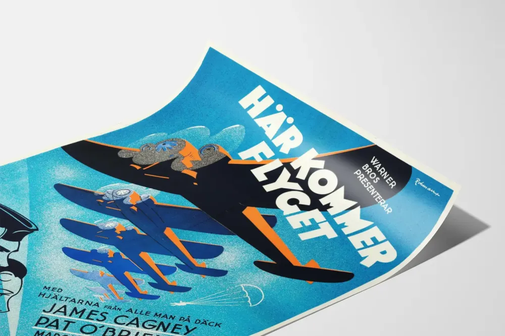 Plakat vintage samolot i aviatrice