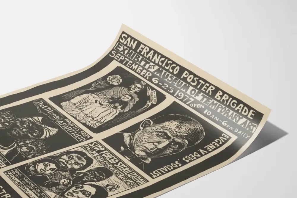 Plakat Vintage San Francisco Plakat Brygada - Wystawa 1977 Muzeum Sztuki Tymczasowej