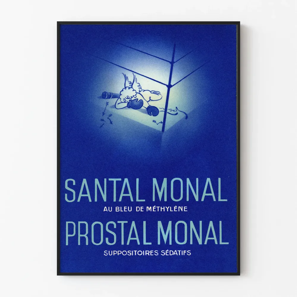 Plakat vintage Santal Monal Prostal Monal w błękicie metylenowym