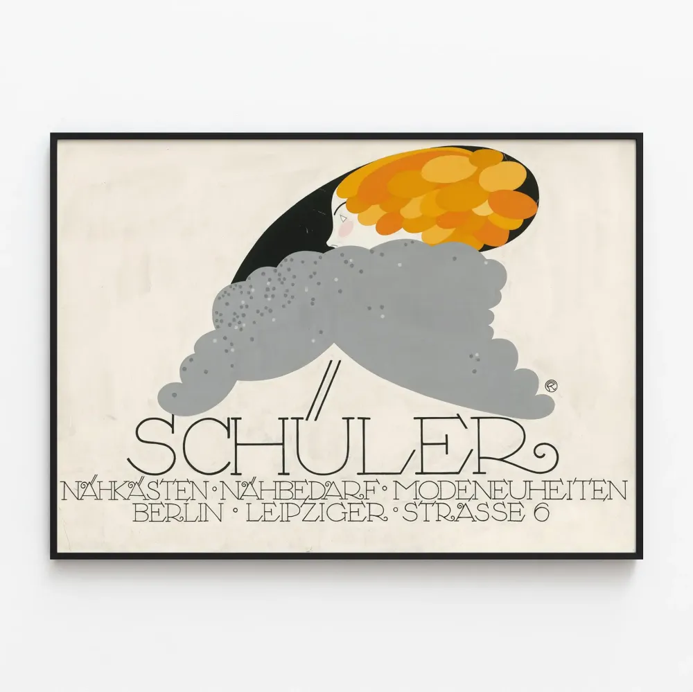 Plakat vintage SCHULER ilustracja mody i haute couture