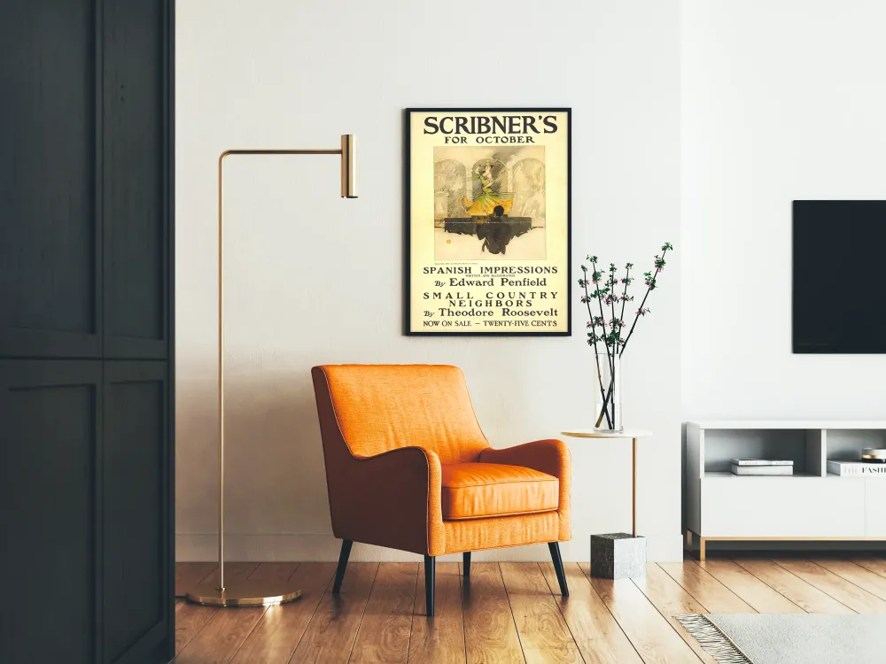 Plakat vintage Scribner's październik 1907 - Tancerka hiszpańska i skrzypek