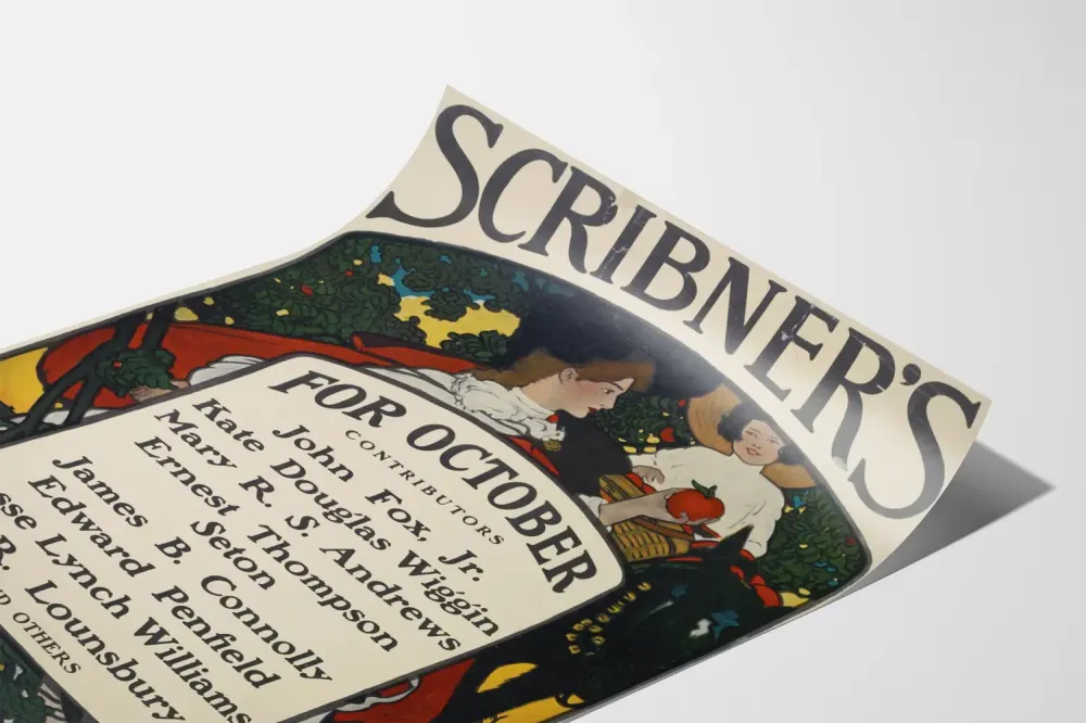 Plakat vintage Scribner's na październik w tematyce jesiennej