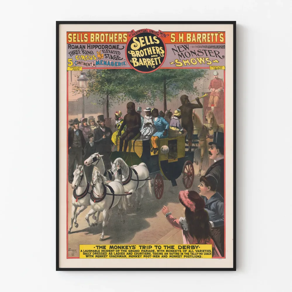 Plakat vintage Sells Brothers i Barrett - Podróż małp na derby