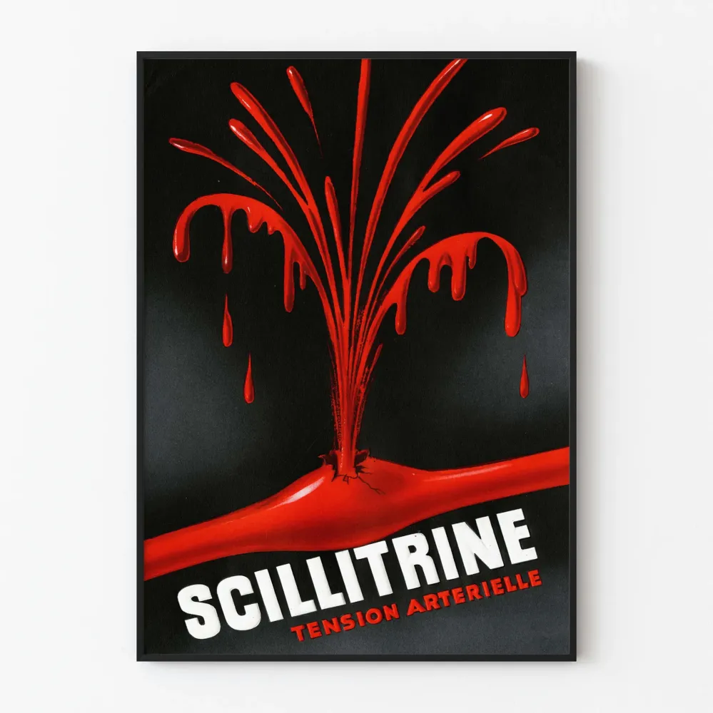 Plakat vintage z serii Scillitrine do pomiaru ciśnienia krwi