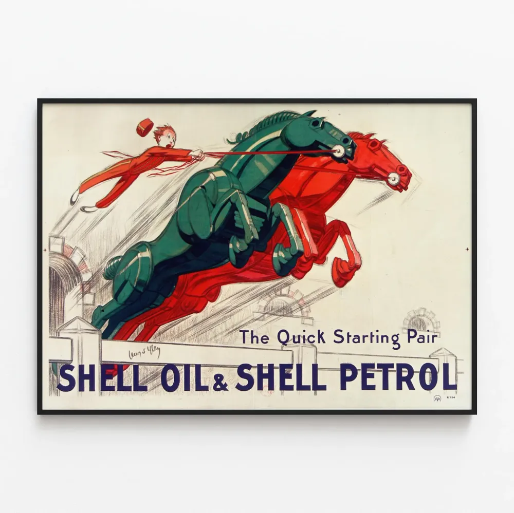 Plakat vintage Shell Oil & Shell Petrol konie mechaniczne