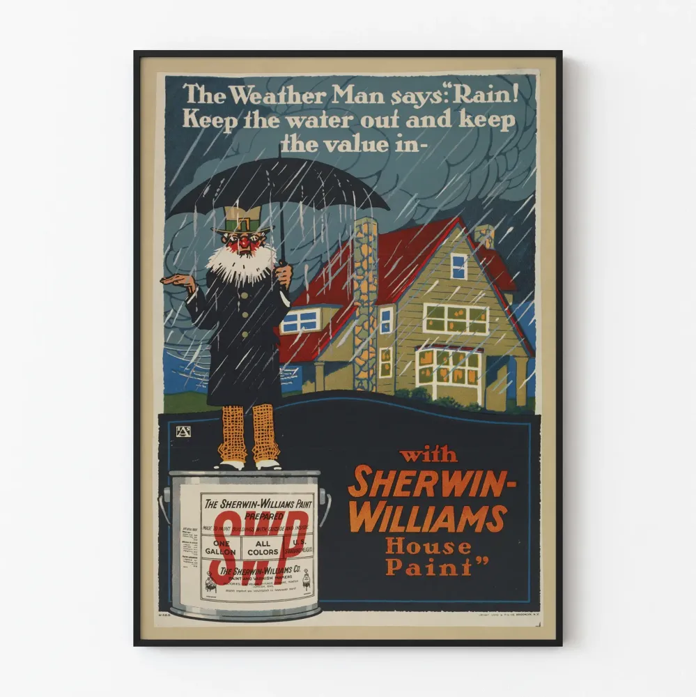 Plakat vintage Sherwin-Williams farba do domu - Ochrona przed deszczem