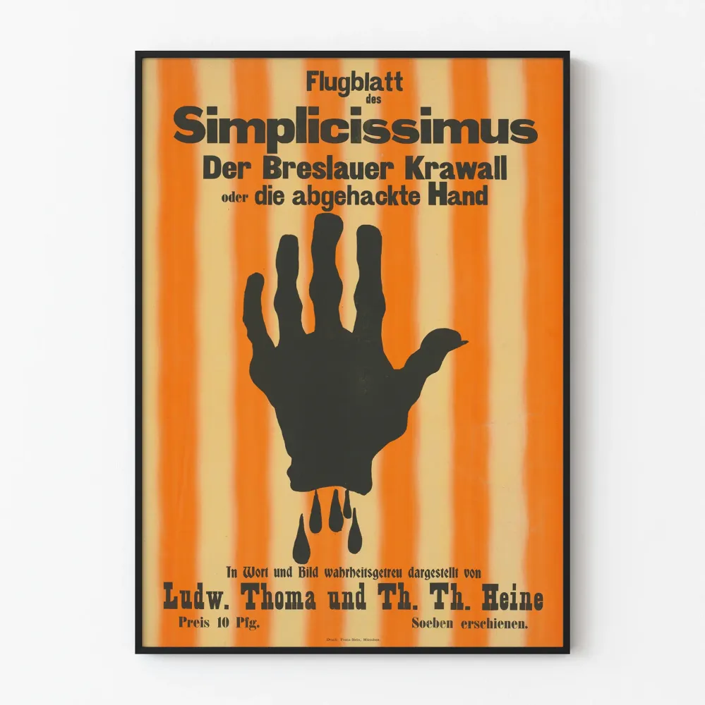 Plakat vintage Simplicissimus Breslauer Krawall główny wycinek
