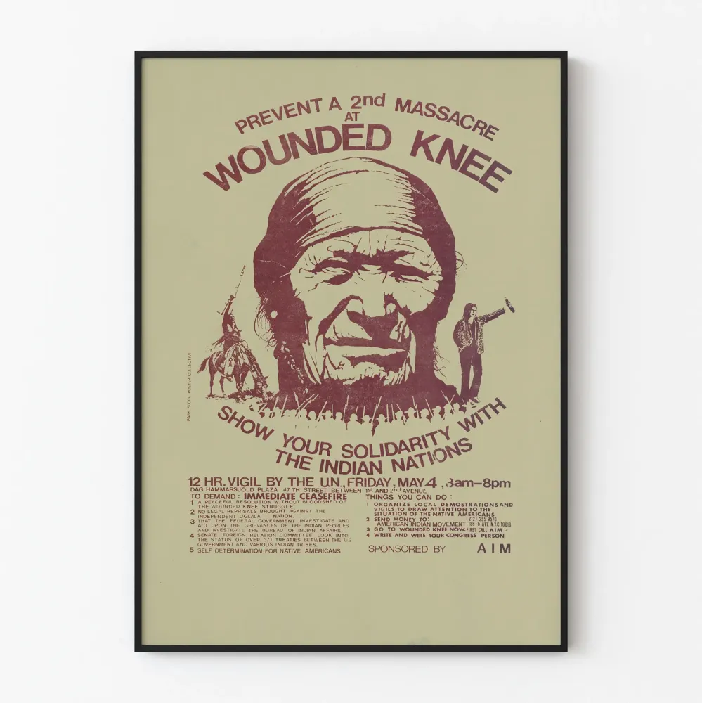Plakat Vintage Solidarność Narodów Indińskich Wounded Knee