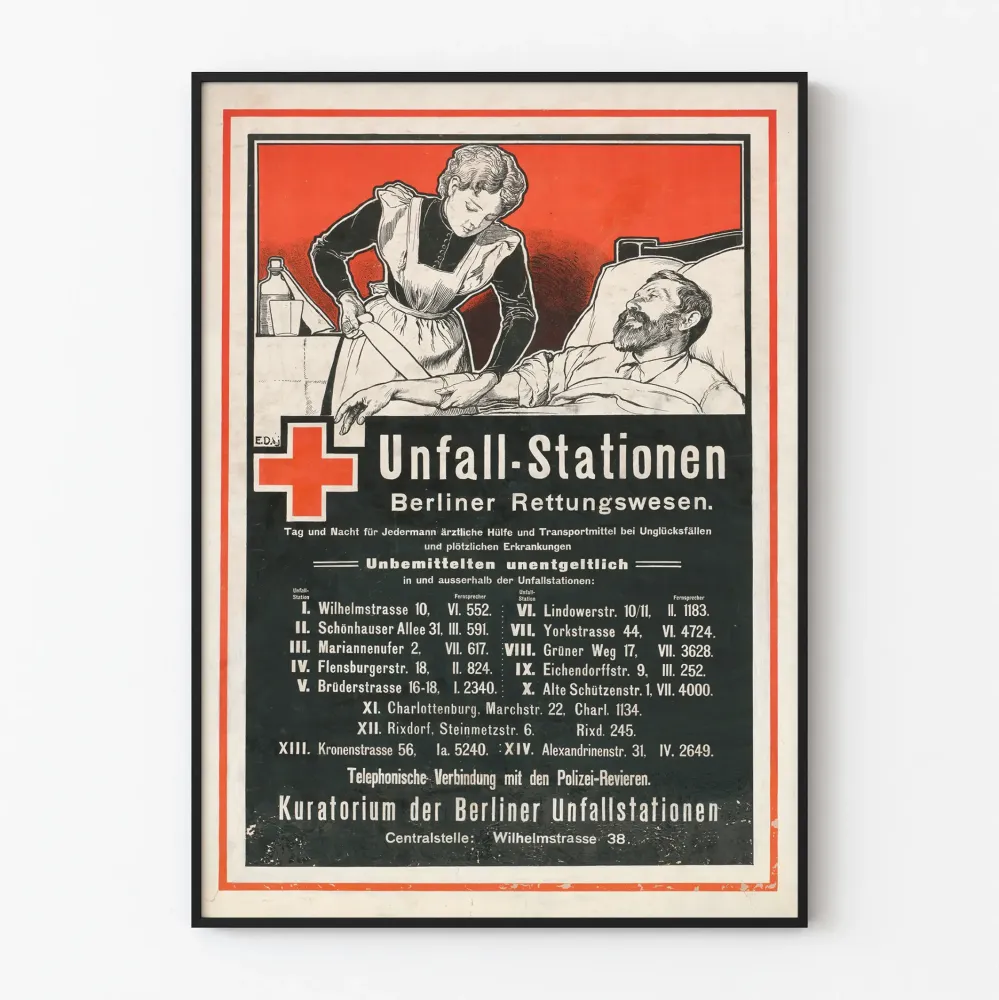 Plakat vintage stacji ratunkowych medycznych w Berlinie