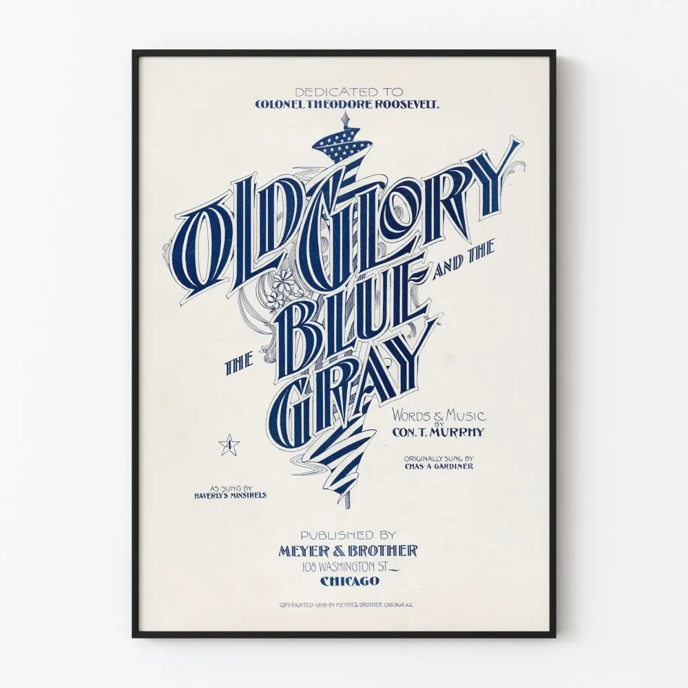 Plakat Vintage Stara Chwał Niebieski i Szary