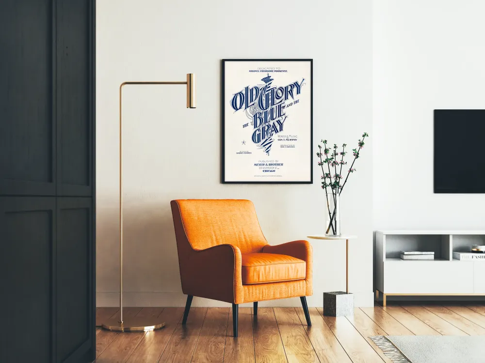Plakat Vintage Stara Chwał Niebieski i Szary