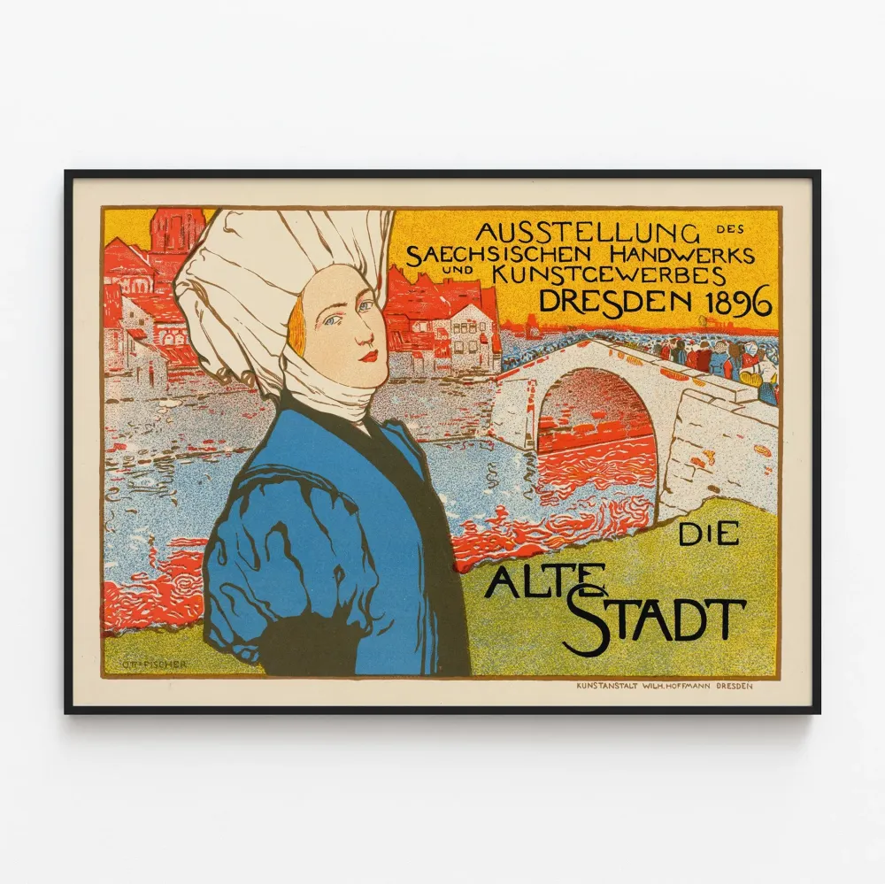 Plakat vintage Stare Miasto w Dreźnie 1896