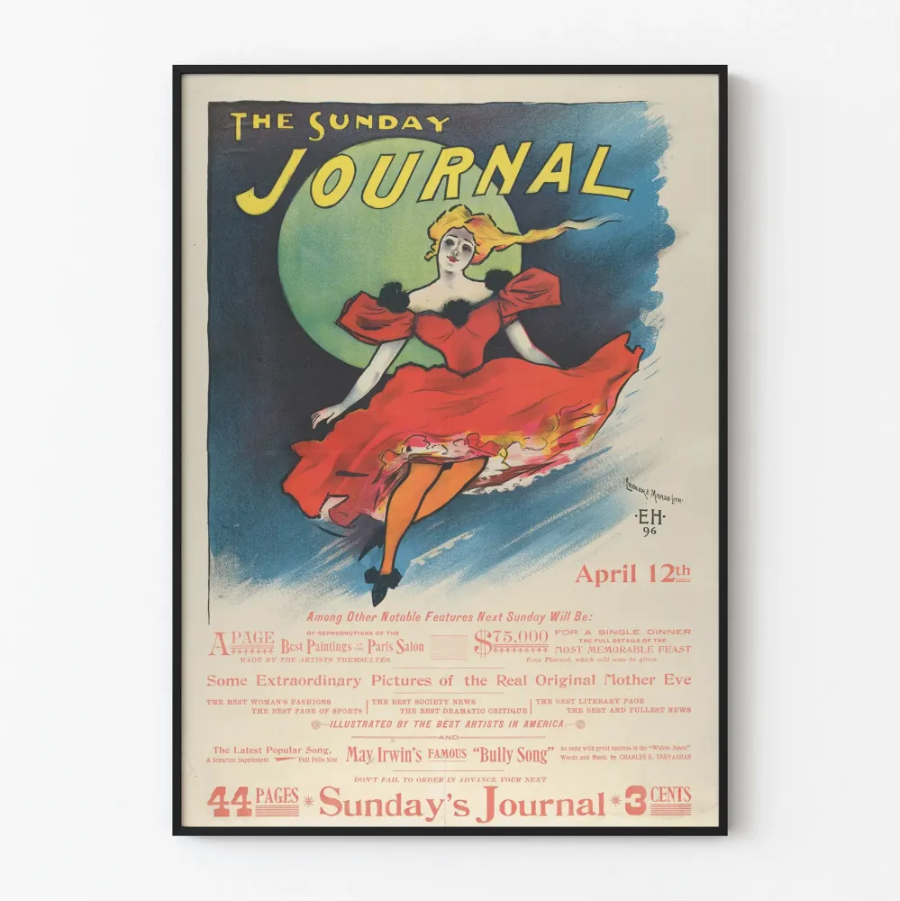 Plakat vintage Sunday Journal - Tancerka w czerwonej sukni