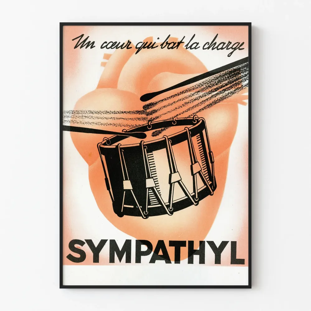 Plakat vintage Sympathyl serce bijące i bęben