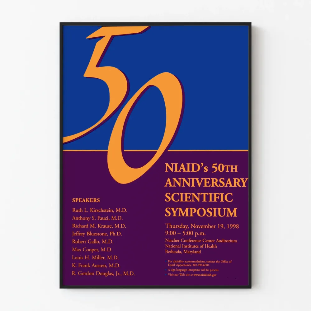 Plakat vintage sympozjum naukowe 50 lat NIAID