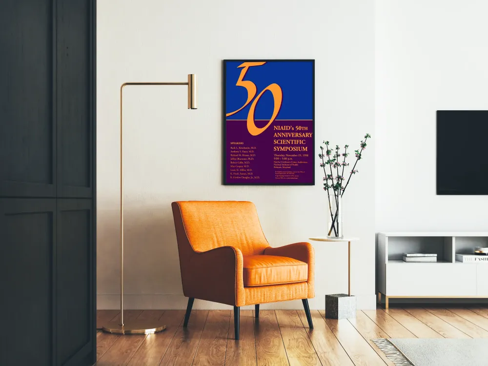 Plakat vintage sympozjum naukowe 50 lat NIAID